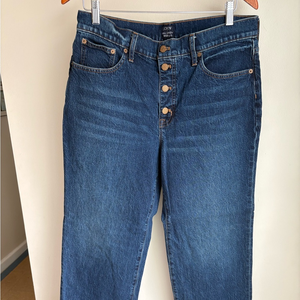 J. Crew Full Length Wide Leg Women's Jeans in Dark Blue Wash
